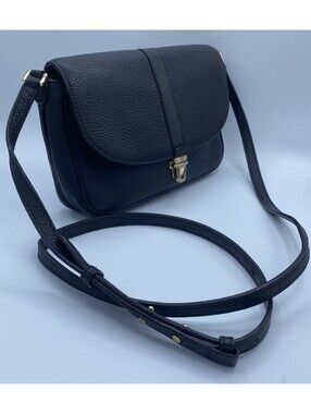 Michael Kors Black Soft Venus (Pebbled) Leather Charlton Crossbody Purse